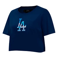 Women's Pro Standard Navy Los Angeles Dodgers Painted Sky Boxy Cropped T-Shirt