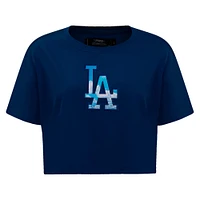 Women's Pro Standard Navy Los Angeles Dodgers Painted Sky Boxy Cropped T-Shirt