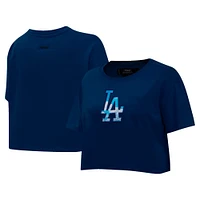 Women's Pro Standard Navy Los Angeles Dodgers Painted Sky Boxy Cropped T-Shirt