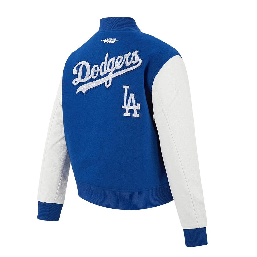 Women's Pro Standard  Royal Los Angeles Dodgers Game Day Classics Wool Full-Zip Varsity Jacket
