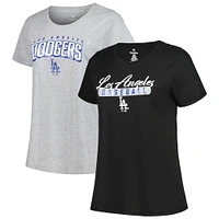 Women's Profile Black/Heather Gray Los Angeles Dodgers Plus T-Shirt Combo Pack