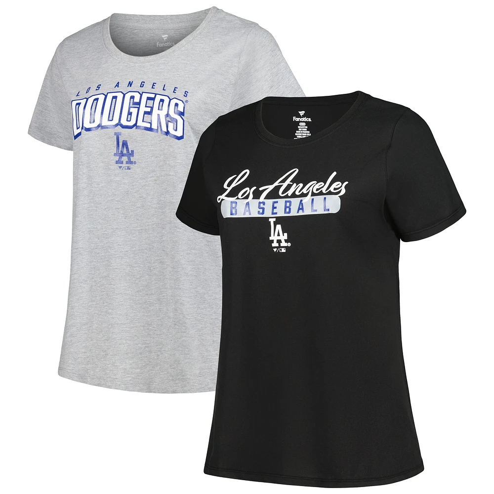 Women's Profile Black/Heather Gray Los Angeles Dodgers Plus T-Shirt Combo Pack