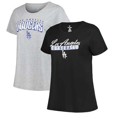 T-shirt Profile Los Angeles Dodgers taille plus noir/gris chiné pour femme