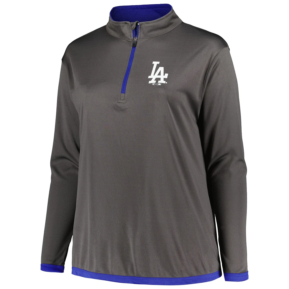 Veste à quart de zip taille plus Profile Charcoal des Los Angeles Dodgers pour femme