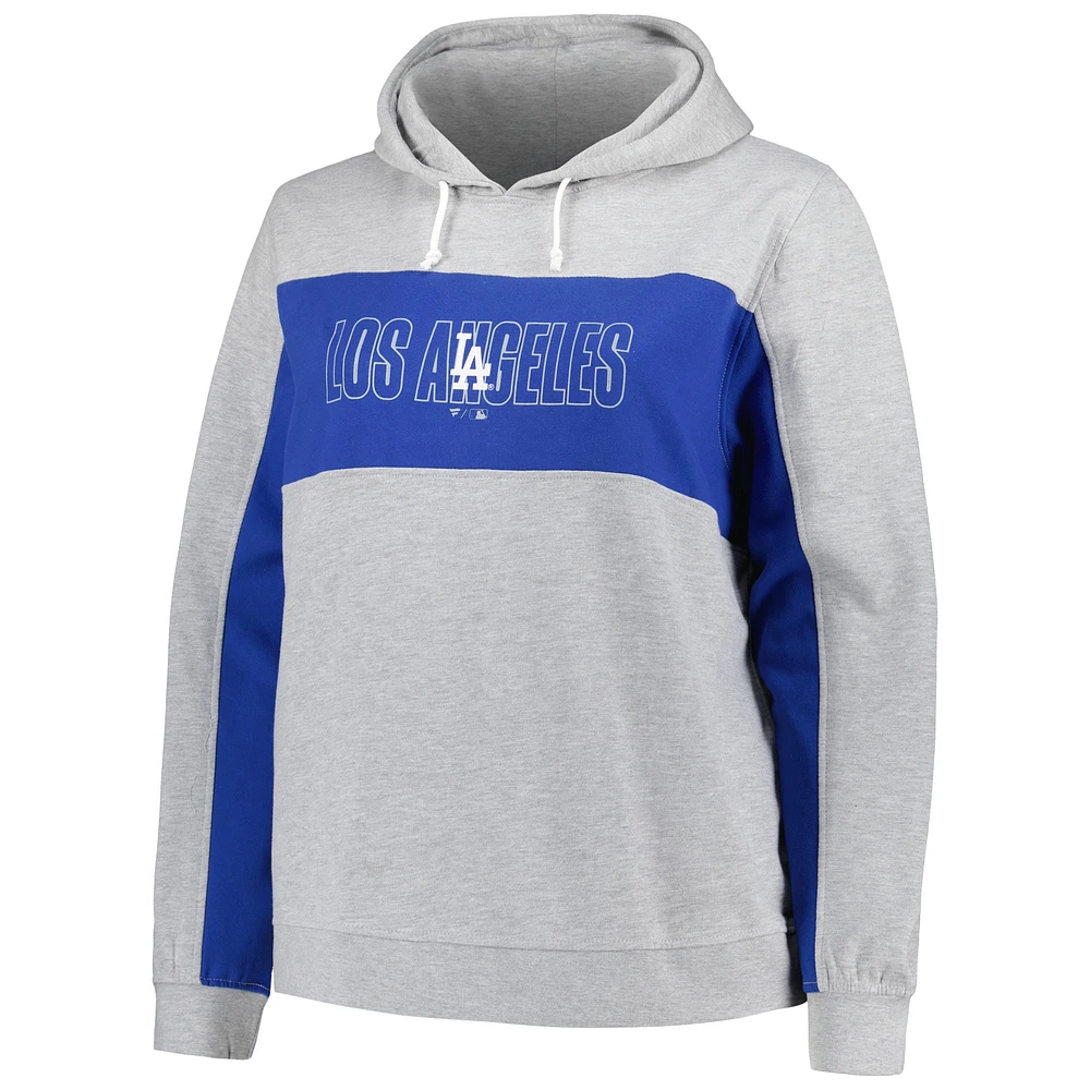 Profil pour femme Gris chiné Los Angeles Dodgers Pull à capuche en jersey grande taille