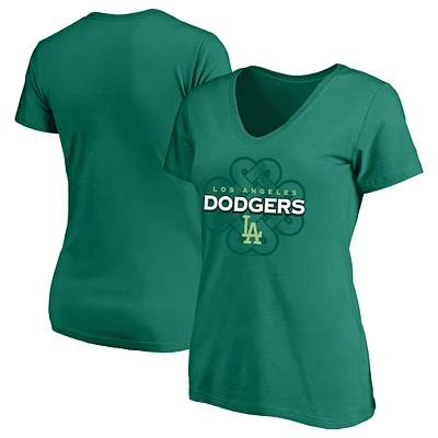 Profil femme Kelly Green T-shirt col en V celtique grande taille des Dodgers de Los Angeles