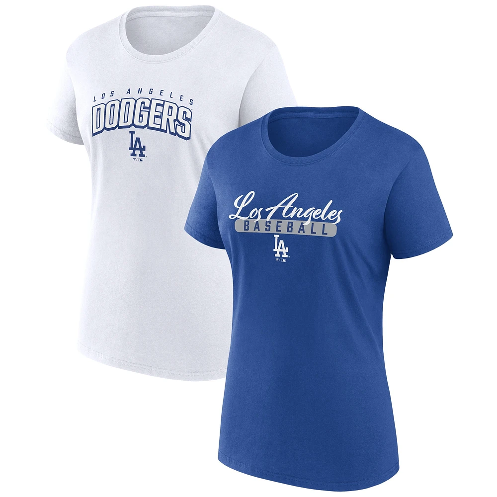 Ensemble de 2 t-shirts à encolure dégagée Profile Royal/Gris Los Angeles Dodgers pour femmes, grande taille