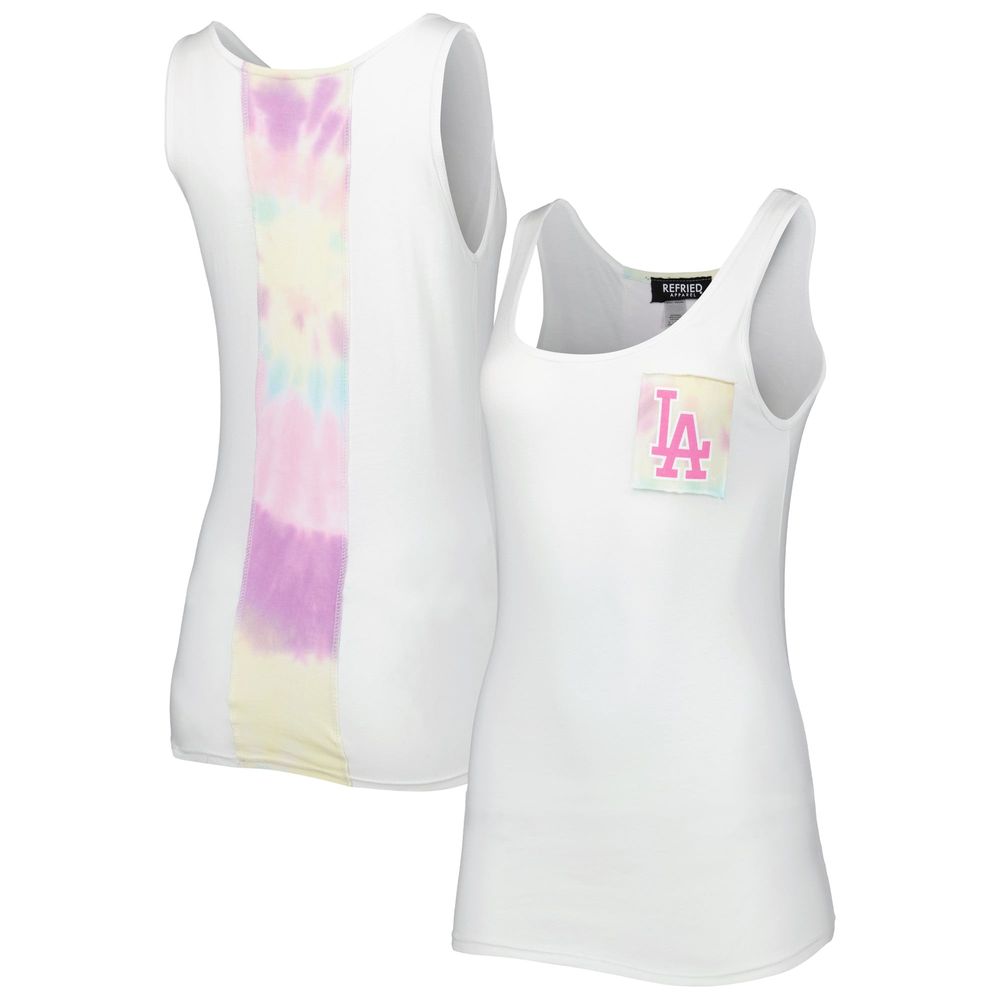 Women's Refried Apparel White Los Angeles Dodgers Tie-Dye Tank Top