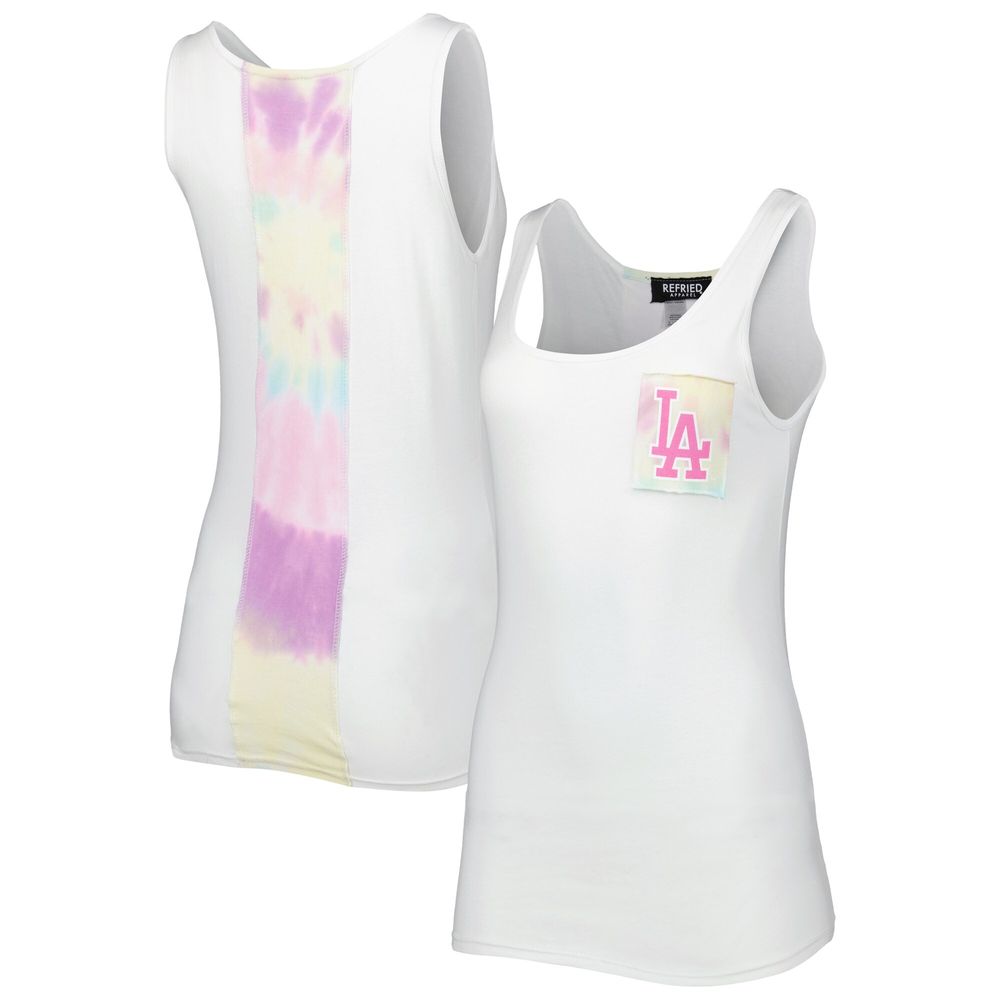 Women's Refried Apparel White Los Angeles Dodgers Tie-Dye Tank Top