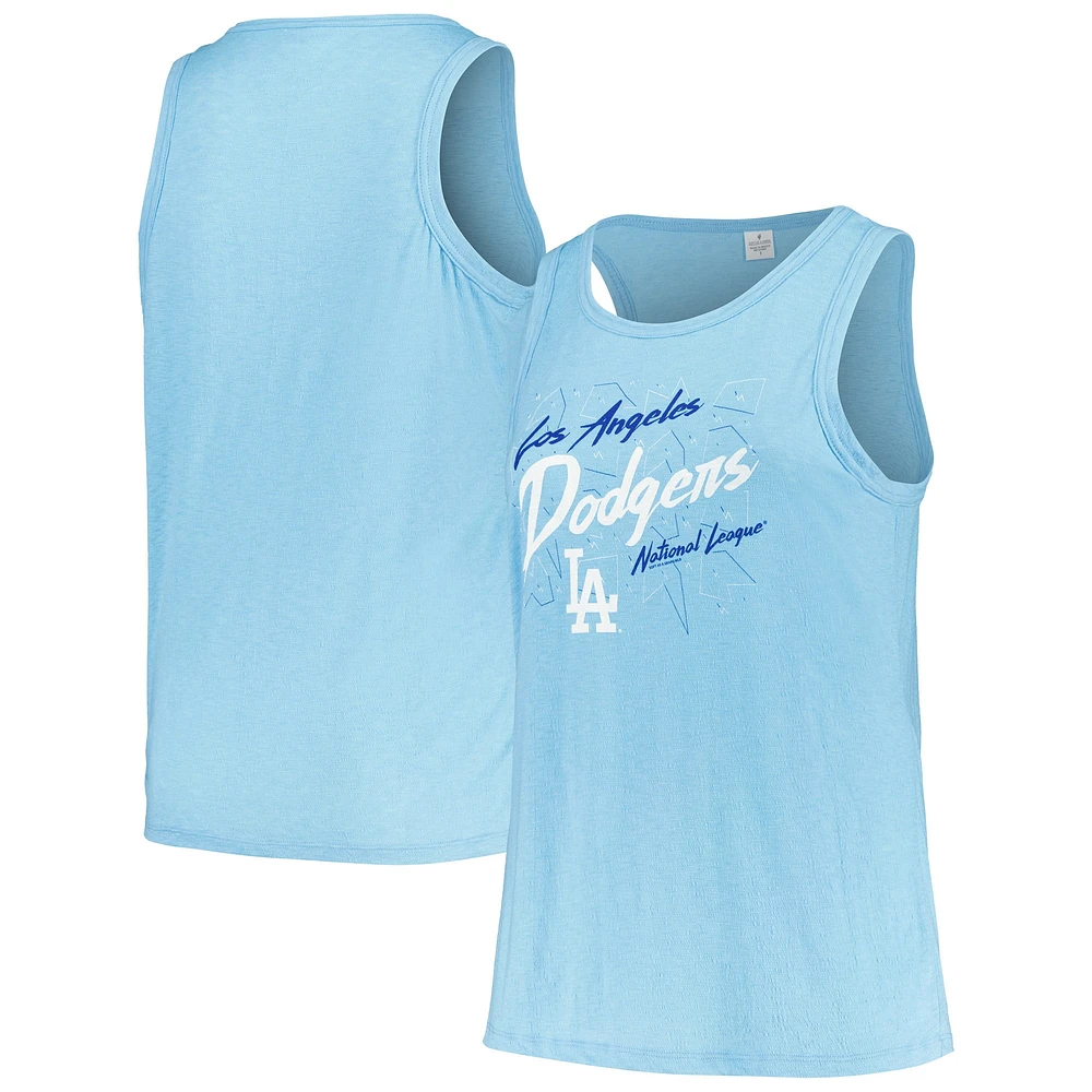 Women's Soft as a Grape Light Blue Los Angeles Dodgers Plus Curvy High Neck Tri-Blend Tank Top