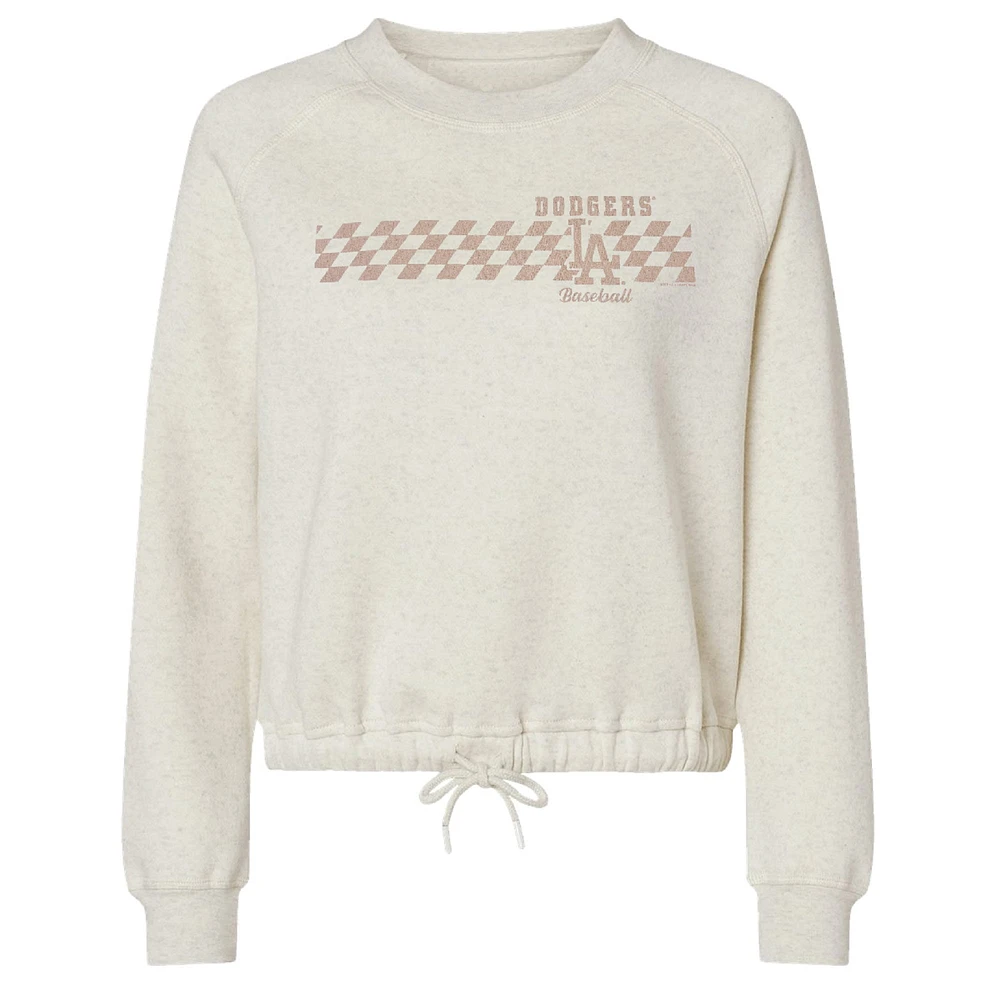 Sweat-shirt à carreaux ton sur doux comme un raisin pour femme des Dodgers de Los Angeles