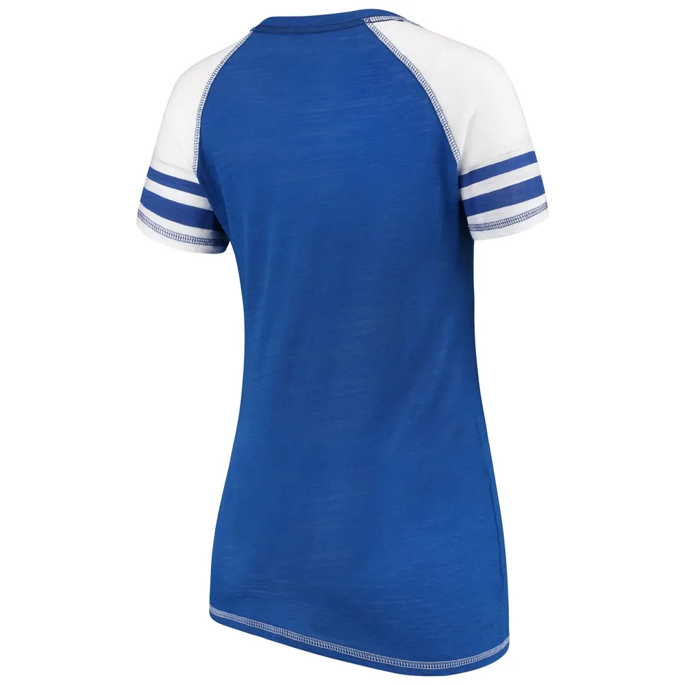 Women's White/Royal Los Angeles Dodgers Plus Size Colorblock T-Shirt 