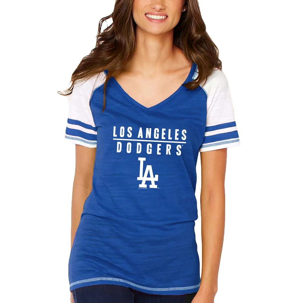 Women's White/Royal Los Angeles Dodgers Plus Size Colorblock T-Shirt