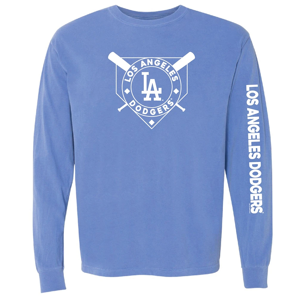 T-shirt à manches longues teinté pigmenté Royal Los Angeles Dodgers pour femme, doux comme un raisin