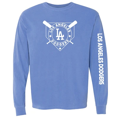 T-shirt à manches longues teinté pigmenté Royal Los Angeles Dodgers pour femme, doux comme un raisin