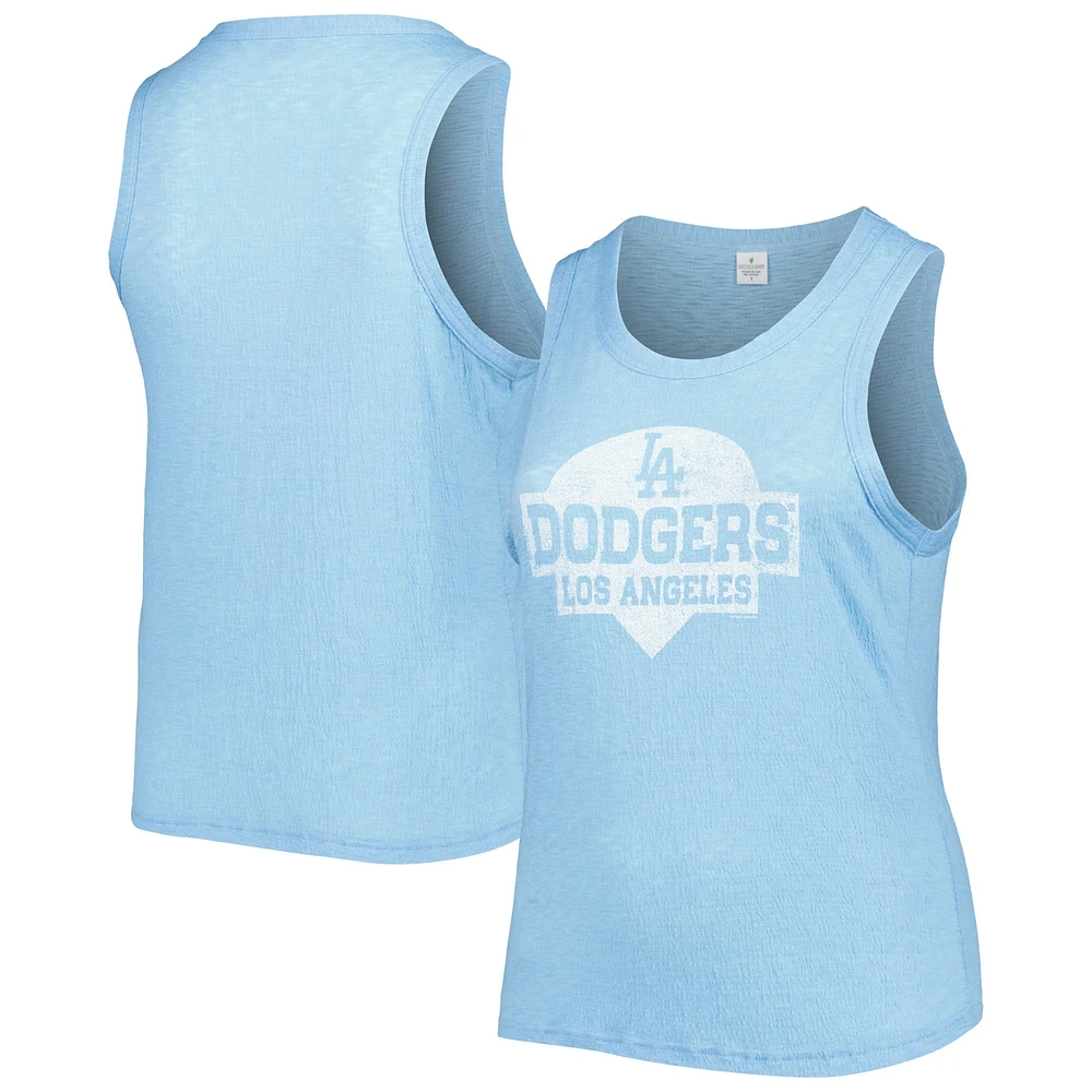 Women's Soft as a Grape Royal Los Angeles Dodgers Plus High Neck Tri-Blend Tank Top