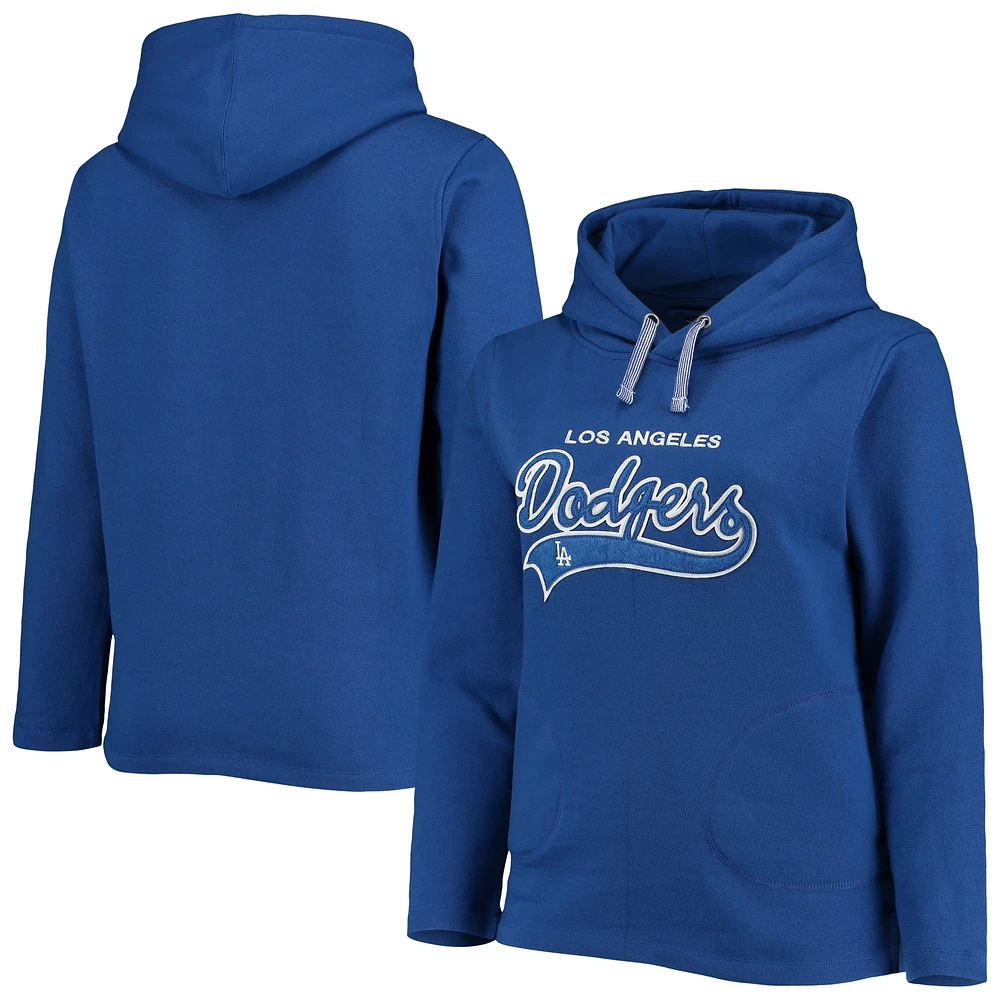 Sweat à capuche fendu sur le côté des Dodgers de Los Angeles Royal pour femme, taille plus, doux comme un raisin