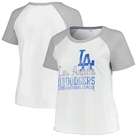 T-shirt de baseball raglan taille plus pour femmes, doux comme un raisin, Los Angeles Dodgers, blanc