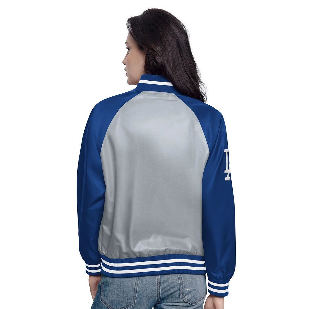 Veste universitaire à boutons-pression Home Run des Los Angeles Dodgers Starter pour femme gris/bleu royal