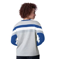 Haut A manches longues blocs de couleurs tendance Triple des Los Angeles Dodgers pour femme, gris chiné