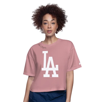 T-shirt court rose pour femme « Play the Ball » des Dodgers de Los Angeles