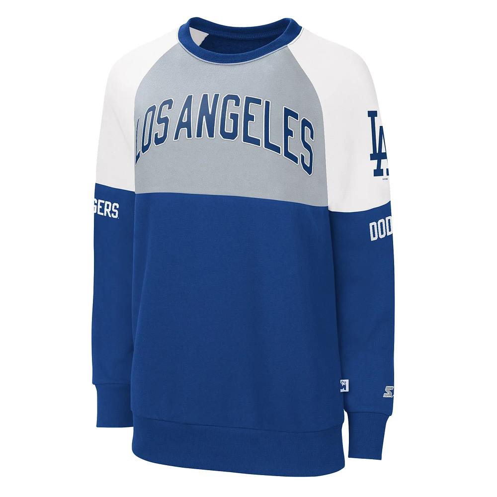 Sweat-shirt Starter Royal/Gris Los Angeles Dodgers Baseline Raglan pour femmes