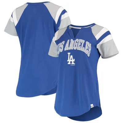 Los Angeles Dodgers Starter Women's Game On Notch Neck Raglan T-Shirt - Royal/Gray