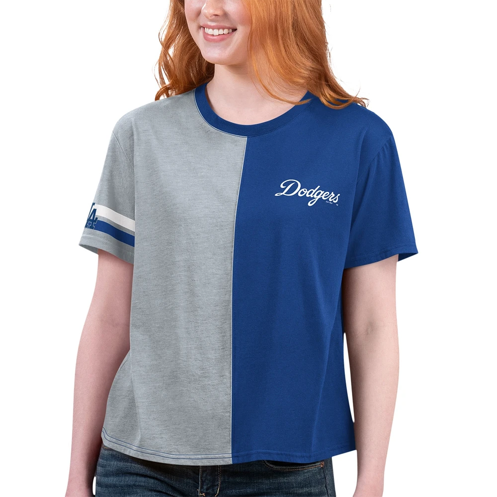 T-shirt Starter Royal/Gris pour femmes des Dodgers de Los Angeles Power Move