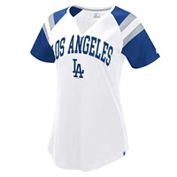 Women's Starter White/Royal Los Angeles Dodgers Game On Notch Neck Raglan T-Shirt