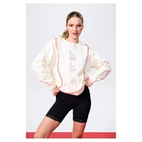 Sweat-shirt à enfiler motif de baseball Los Angeles Dodgers Terez Cream pour femme