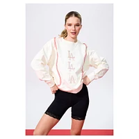 Sweat-shirt à enfiler motif de baseball Los Angeles Dodgers Terez Cream pour femme