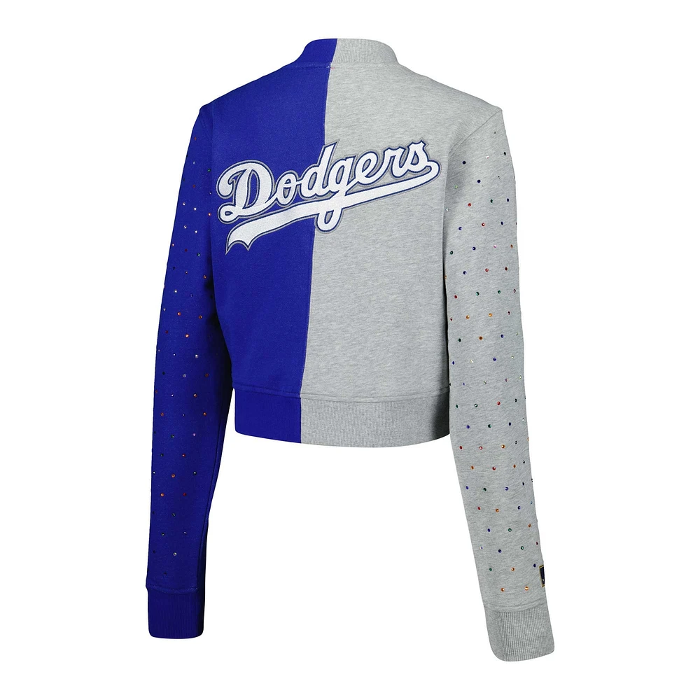 Cardigan court boutonné des Los Angeles Dodgers Terez gris/royal pour femme