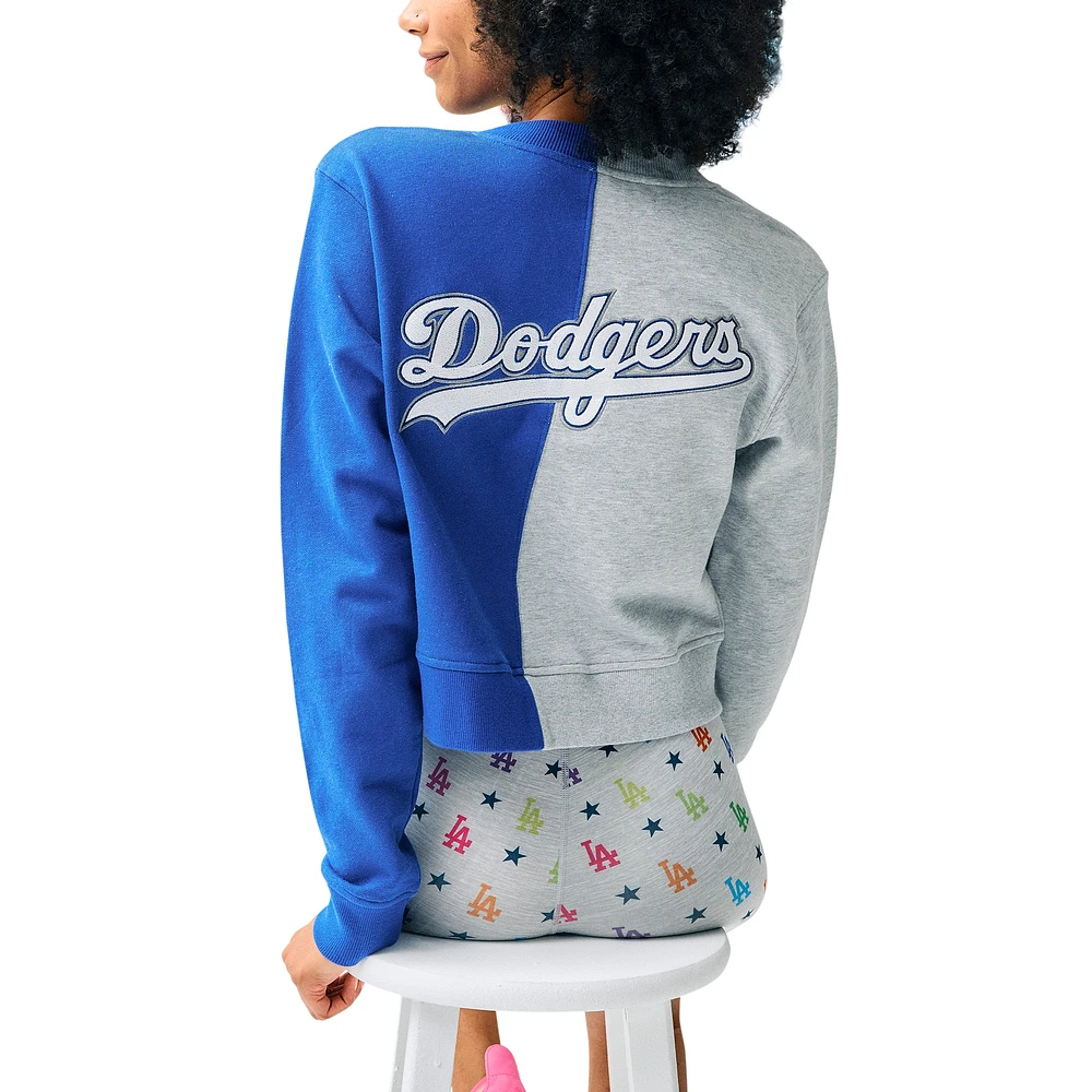 Women's Terez Gray/Royal Los Angeles Dodgers Cropped Button-Up Cardigan