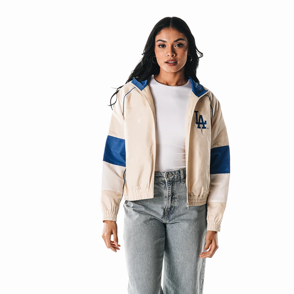Veste de survêtement zippée couleur crème The Wild Collective pour femme des Dodgers Los Angeles