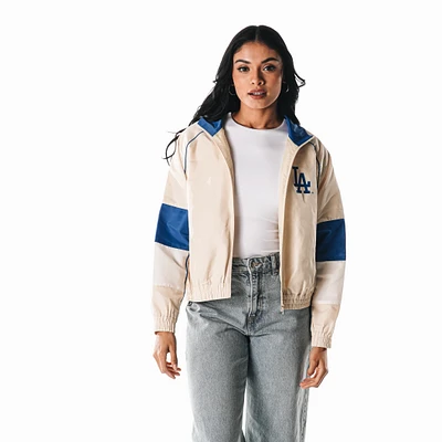 Veste de survêtement zippée couleur crème The Wild Collective pour femme des Dodgers Los Angeles