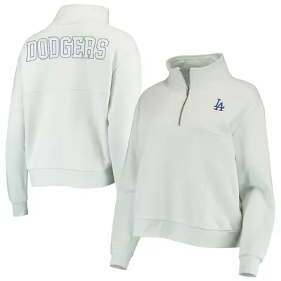 Los Angeles Dodgers The Wild Collective Women's Two-Hit Quarter-Zip Pullover Top - Light Blue