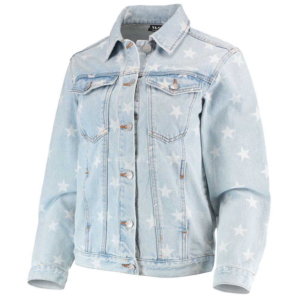 THE WILD COLLECTIVE Women's The Wild Collective Los Angeles Dodgers Allover  Print Button-Up Denim Jacket