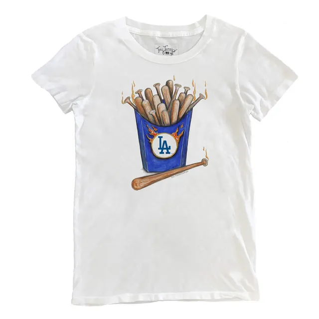 Women's Tiny Turnip Royal Los Angeles Dodgers Baseball Cross Bats T-Shirt Size: Small