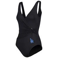 Women's Tommy Bahama Black Los Angeles Dodgers Pearl Clara One-Piece Swimsuit