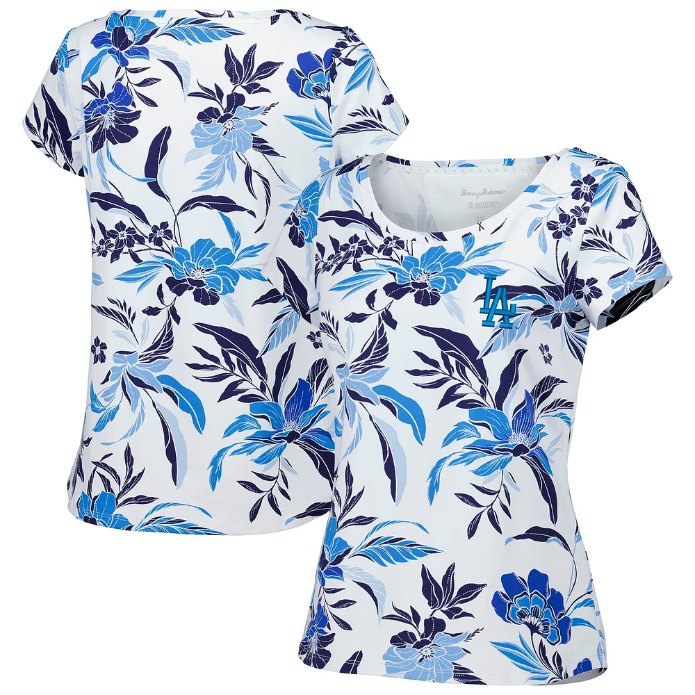 T-shirt Tommy Bahama Los Angeles Dodgers Aubrey Romantic Blooms IslandZone pour femme, blanc