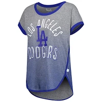 T-shirt sans manches triple mélange Touch Grey/Royal Los Angeles Dodgers pour femme