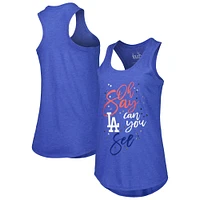 Women's Touch Royal Los Angeles Dodgers Americana Tri-Blend Racerback Tank Top