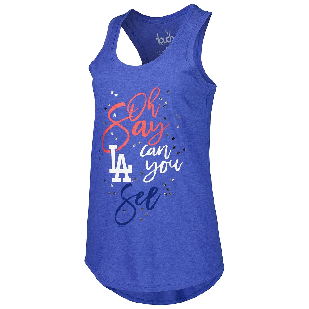 Women's Touch Royal Los Angeles Dodgers Americana Tri-Blend Racerback Tank Top