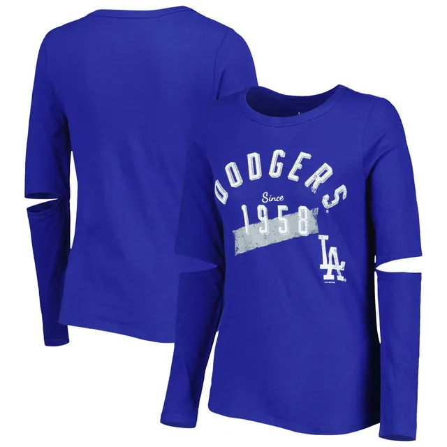 Nike Women's Royal Los Angeles Dodgers Pure Pride Boxy Performance Notch  Neck T-shirt