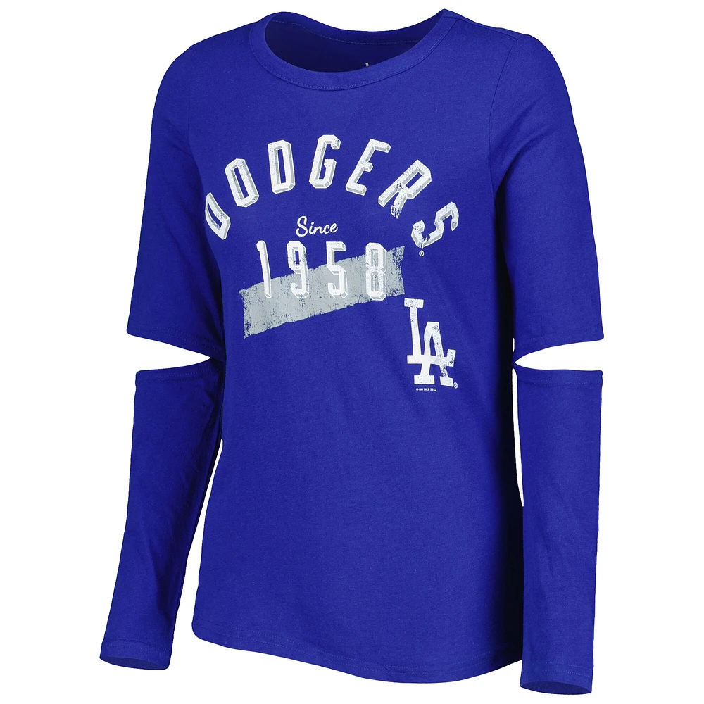 T-shirt à manches longues Touch Royal Los Angeles Dodgers Formation pour femmes