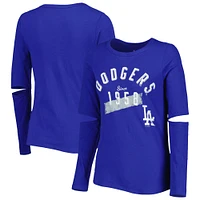 T-shirt à manches longues Touch Royal Los Angeles Dodgers Formation pour femmes