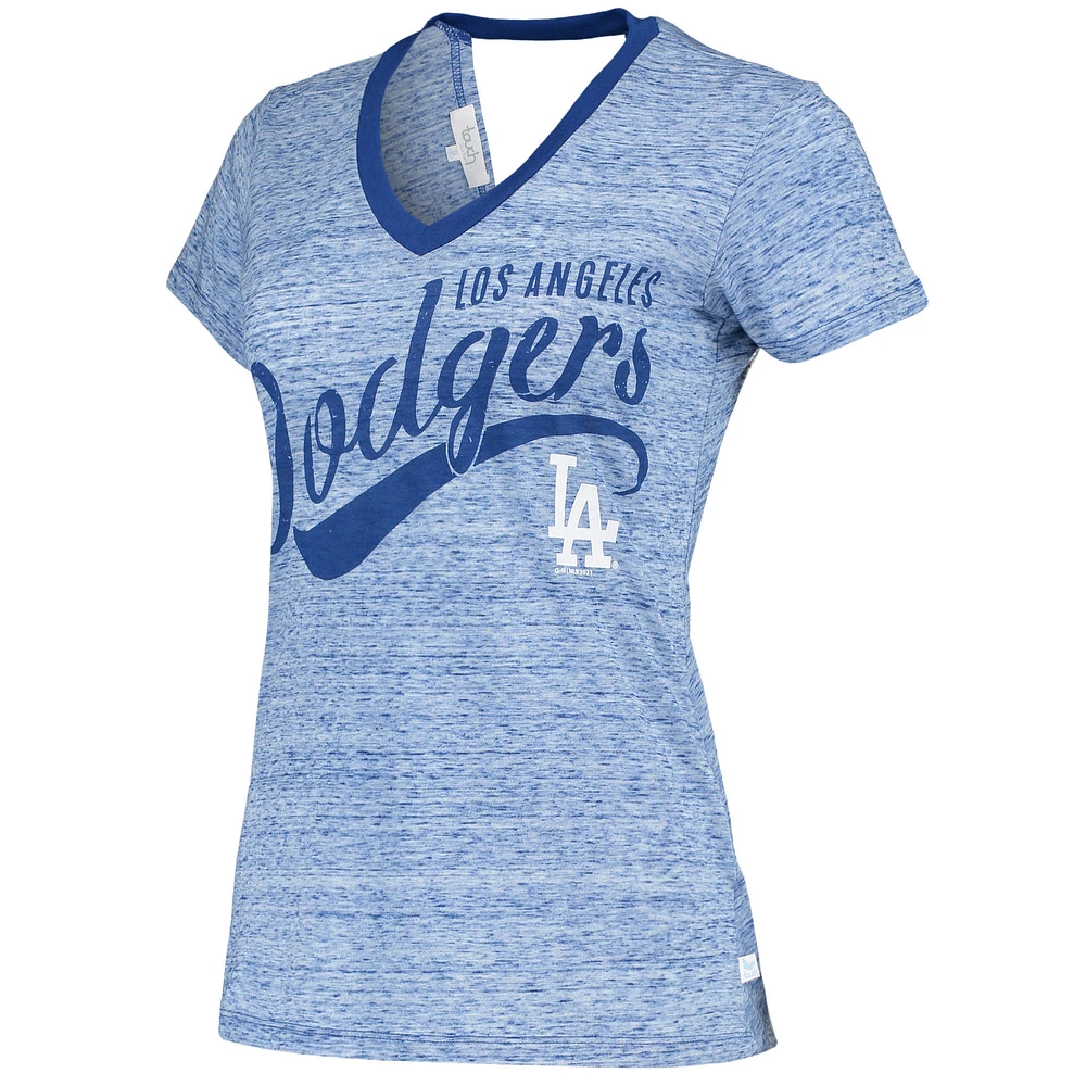 Touch Royal Los Angeles Dodgers Hail Mary T-shirt portefeuille à col en V pour femmes