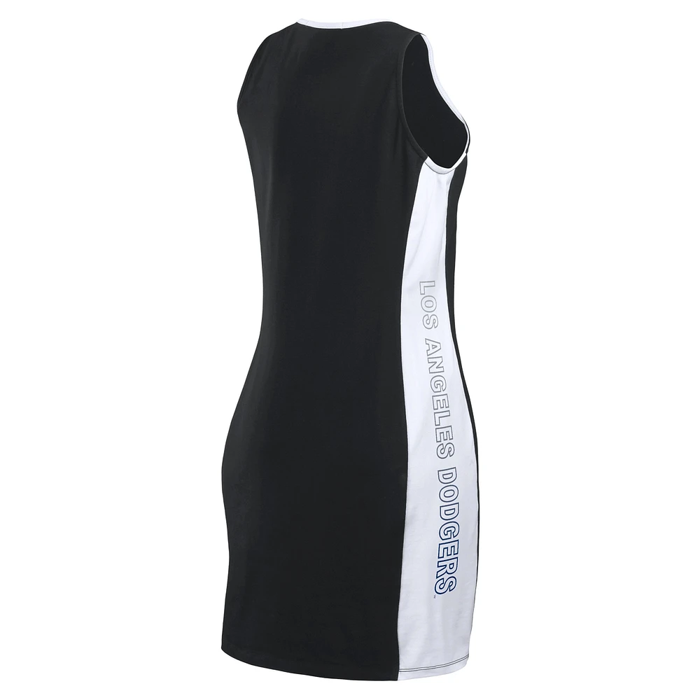 Women's WEAR by Erin Andrews Black Los Angeles Dodgers Color Block Quarter-Zip Sleeveless Dress