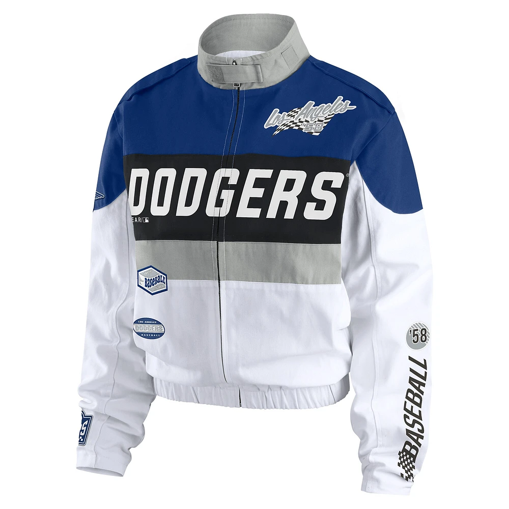 Veste zippée intégrale WEAR by Erin Andrews pour femme, bleu royal/blanc, des Dodgers de Los Angeles.