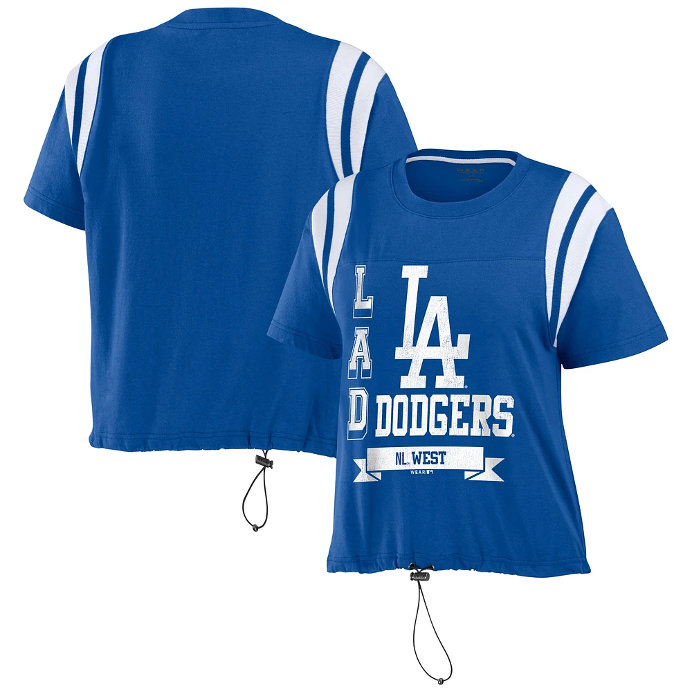 Women's WEAR by Erin Andrews Royal Los Angeles Dodgers Cinched Colorblock T-Shirt